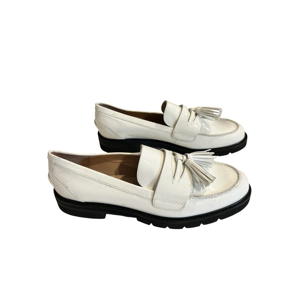 Stuart Weitzman Mila Lift White Loafers Sz 11.5 New Black Sole Platform - Picture 3 of 10